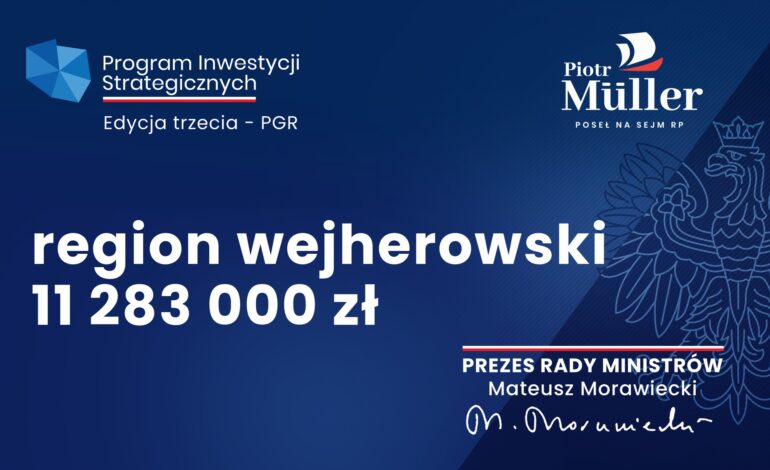  Kolejne 11,2 mln zł. na inwestycje w Powiecie Wejherowskim !